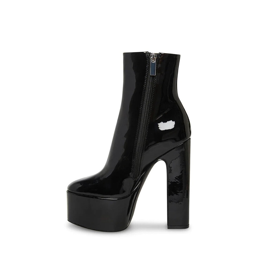 Steve Madden Black Patent Passion Booties 6” heel